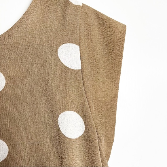 Sweet Rain - Beige & White Polka Dot Casual Keyhole Layered Back‎ Blouse - Sz. L - Picture 4 of 7